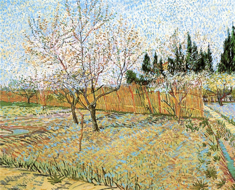 Orchard With Peach Trees In Blossom Van Gogh Oil Painting